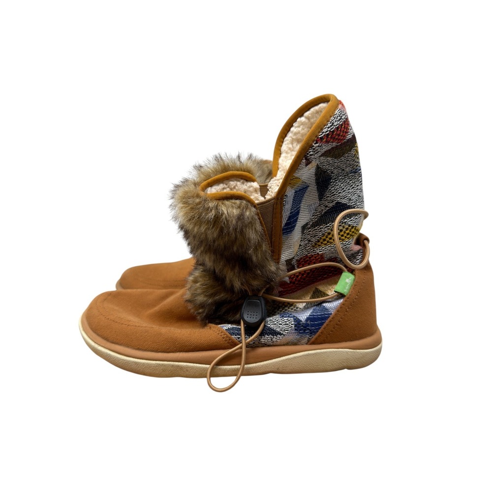 Sanuk Chiba Chill Boot Womens 8 Brown Geometric Faux Fur Faux Shearling 1094455 - Picture 5 of 9